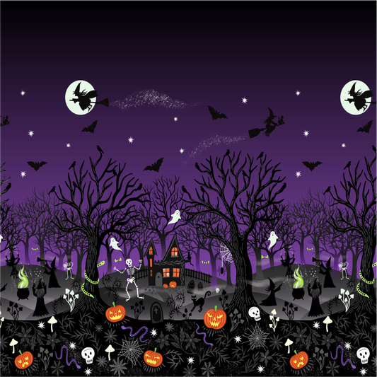 Witchy Woods double edge border (glow in the dark) - Witchy Woods Collection by Lewis & Irene