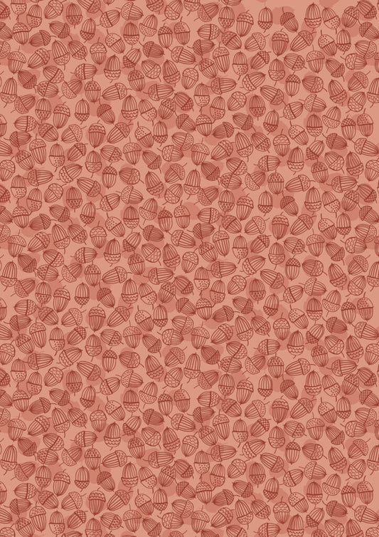 Snuggle-Up Season Flannel - Acorns on Blush - Fabrics collection by Lewis & Irene