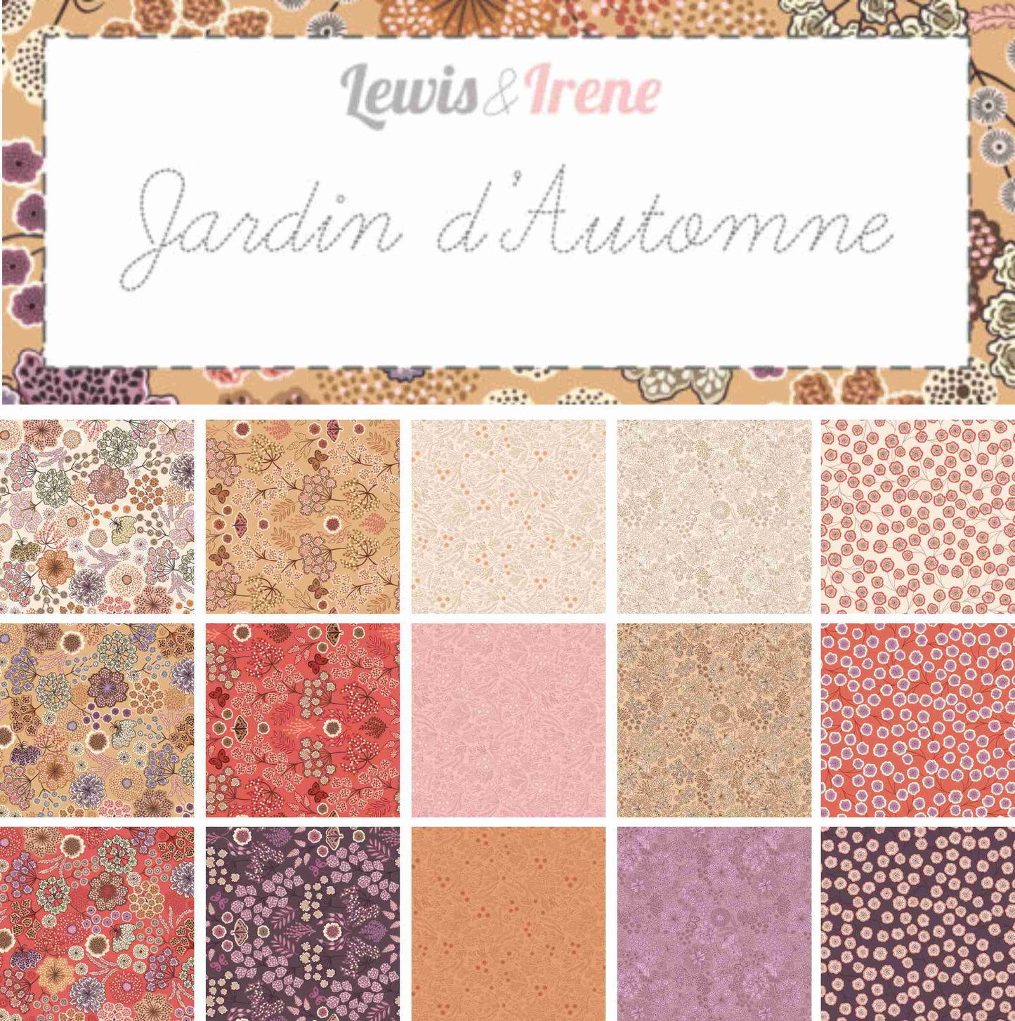 Fat Quarter Bundle 15 pieces - Jardin d'Automne by Lewis & Irene