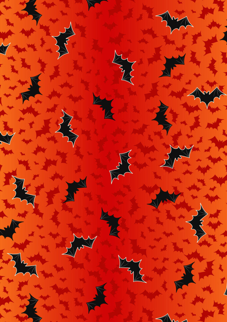 Bat ombre orange (glow in the dark) - Transylvania Glow fabric collection by Lewis & Irene