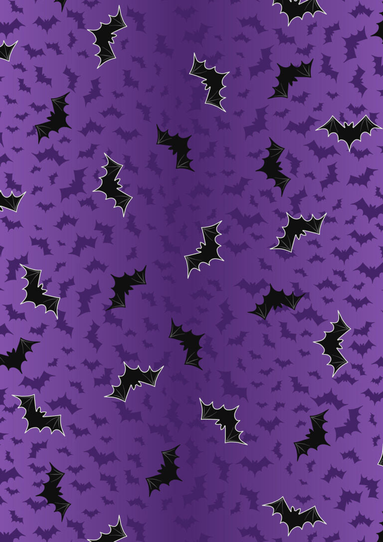 Bat ombre purple (glow in the dark) - Transylvania Glow fabric collection by Lewis & Irene