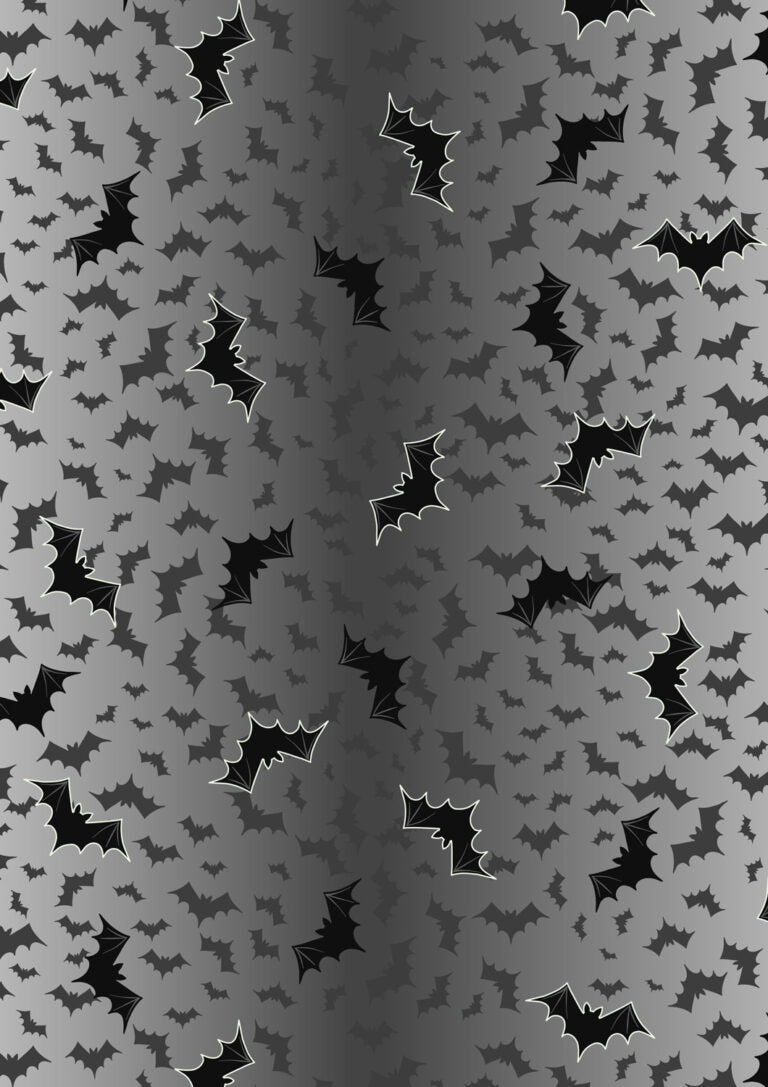 Bat ombre grey to black (glow in the dark) - Transylvania Glow fabric collection by Lewis & Irene