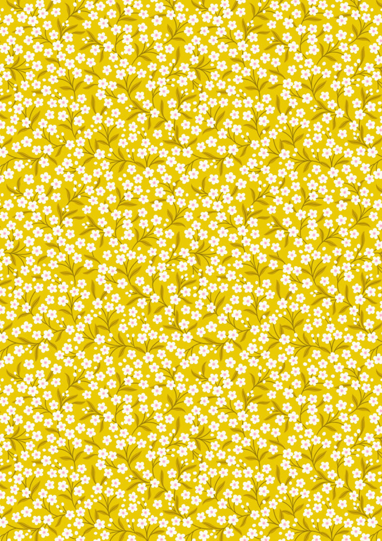 Sunshine yellow flower sprigs - Boho Blooms by Lewis & Irene - by Length & Fat Quarter