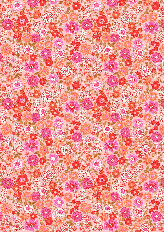 Boho Blooms pinks and peaches - Boho Blooms by Lewis & Irene - by Length & Fat Quarter