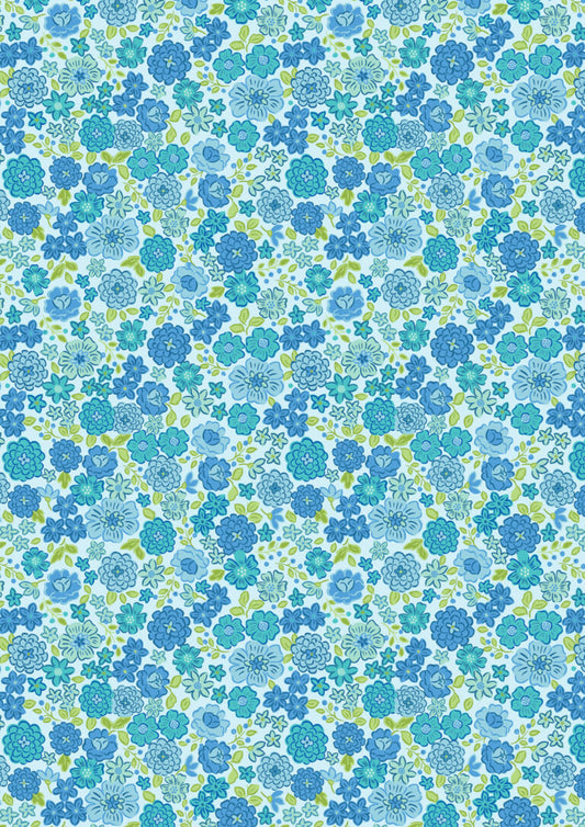 Boho blooms terrific turquoise - Boho Blooms by Lewis & Irene - by Length & Fat Quarter