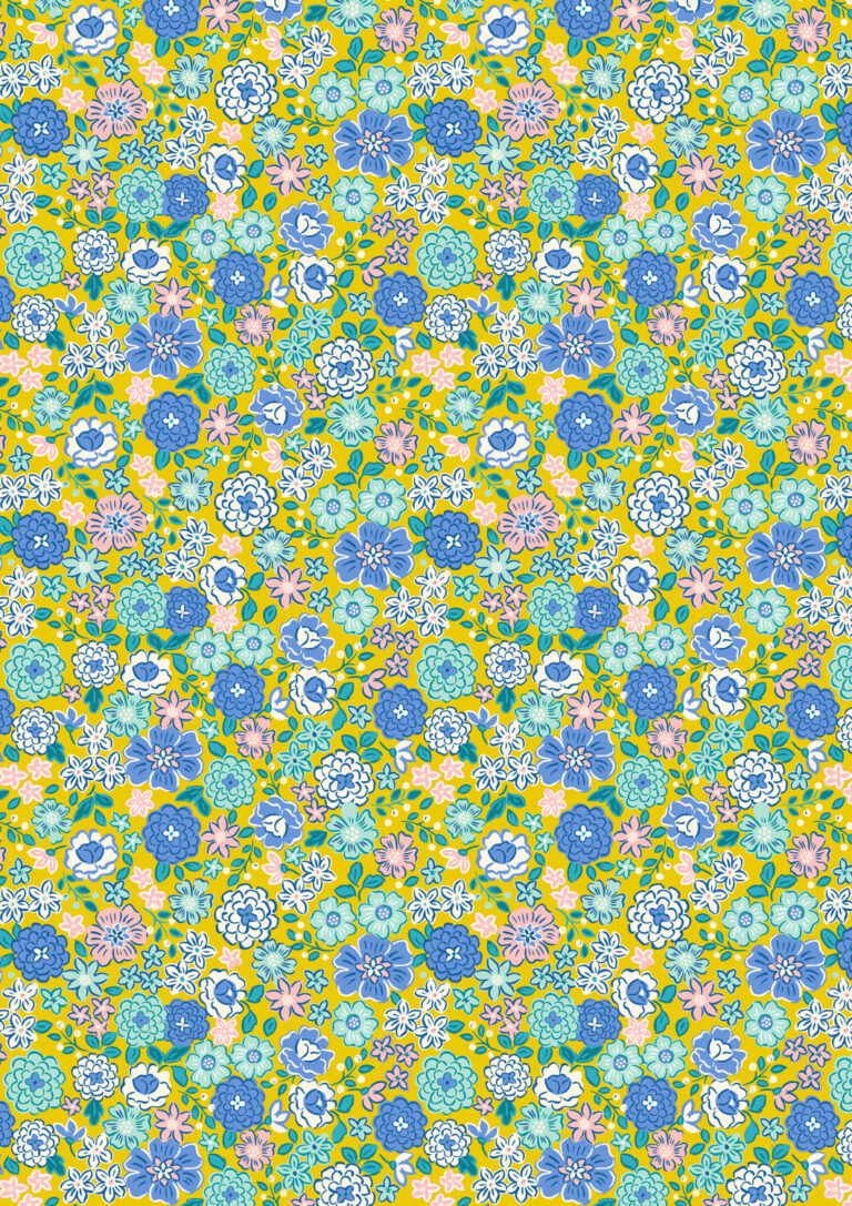 Boho Blooms on yellow - Boho Blooms by Lewis & Irene - by Length & Fat Quarter