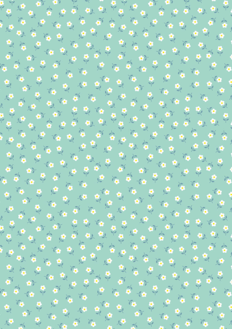 Little daisies cream on aqua - Boho Blooms by Lewis & Irene - by Length & Fat Quarter