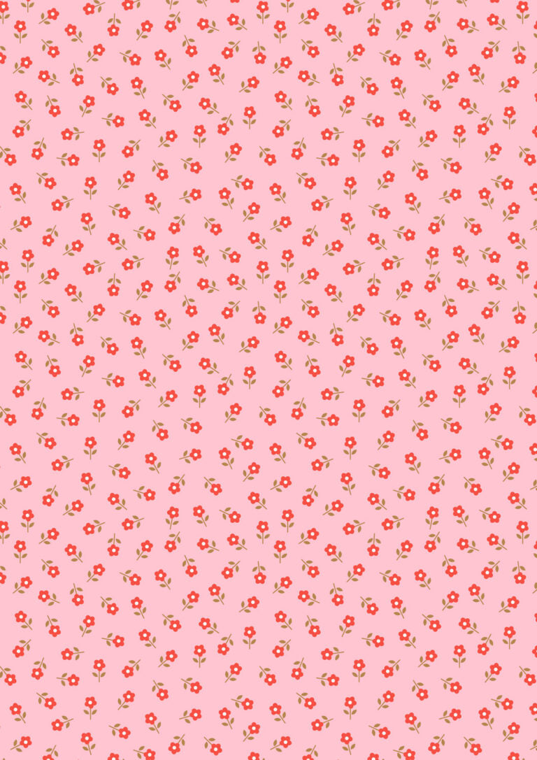 Little daisies red on pink - Boho Blooms by Lewis & Irene - by Length & Fat Quarter