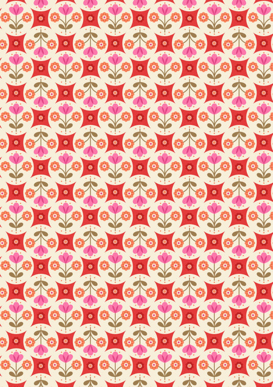 Red flower circles - Boho Blooms by Lewis & Irene - by Length & Fat Quarter