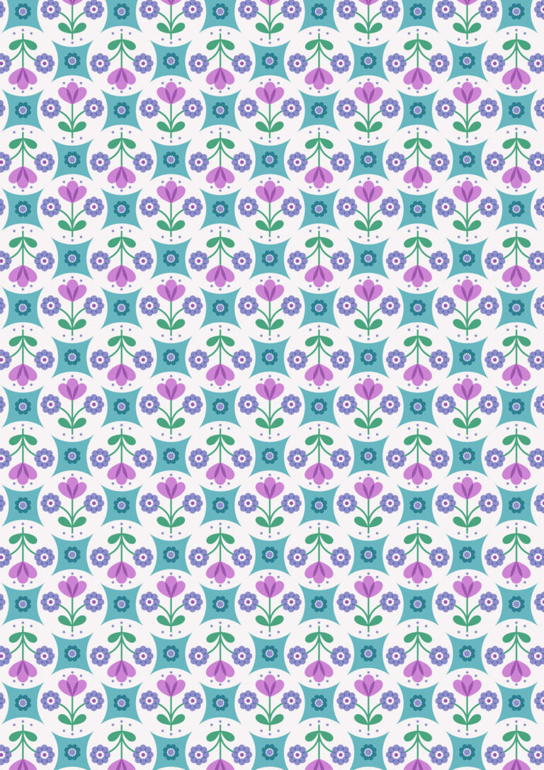 Blue flower circle - Boho Blooms by Lewis & Irene - by Length & Fat Quarter