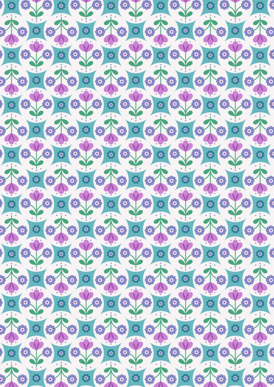 Blue flower circle - Boho Blooms by Lewis & Irene - by Length & Fat Quarter