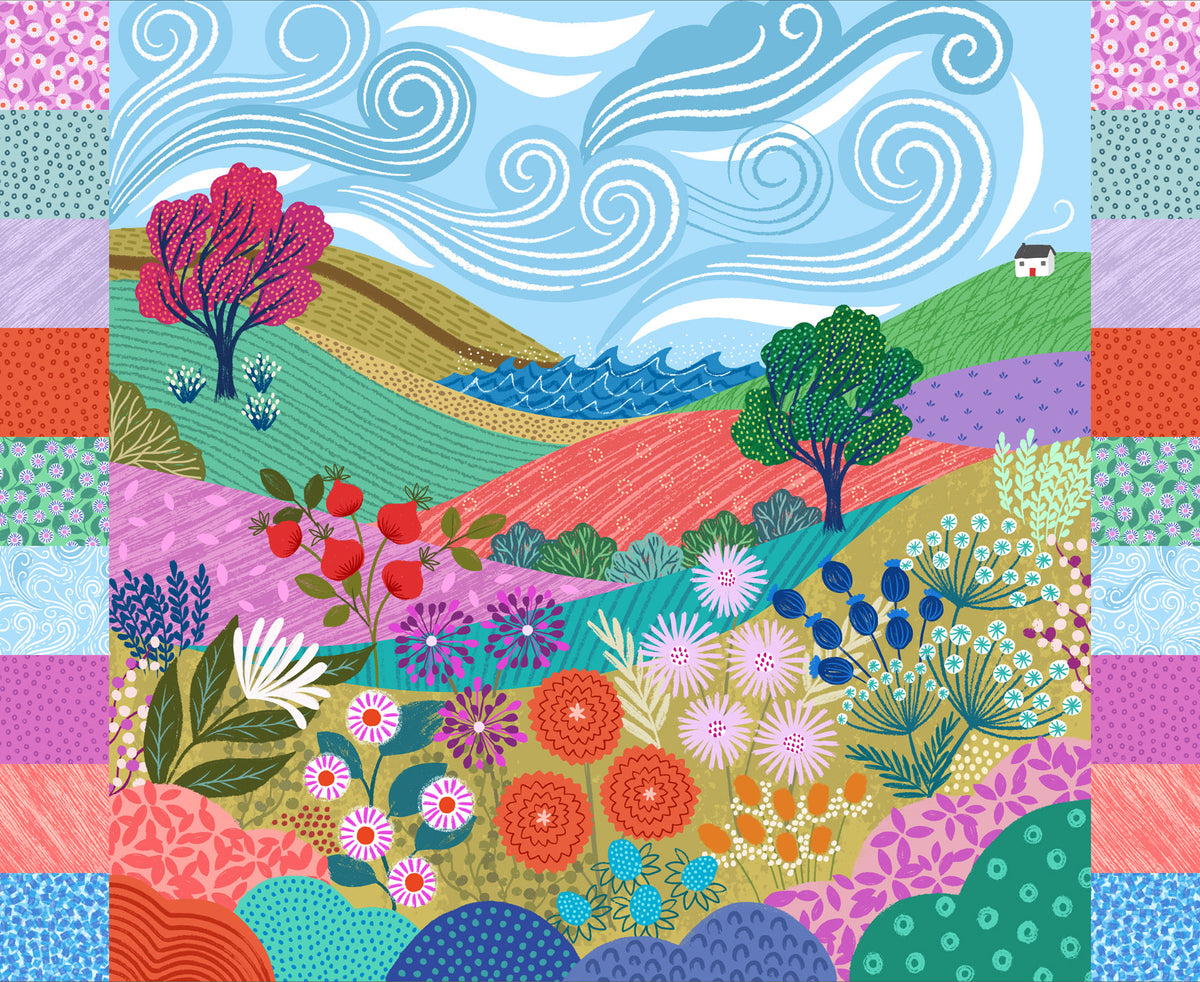 PRE-ORDER Creative Landscapes - Mountains and Shores fabric by Lewis & Irene