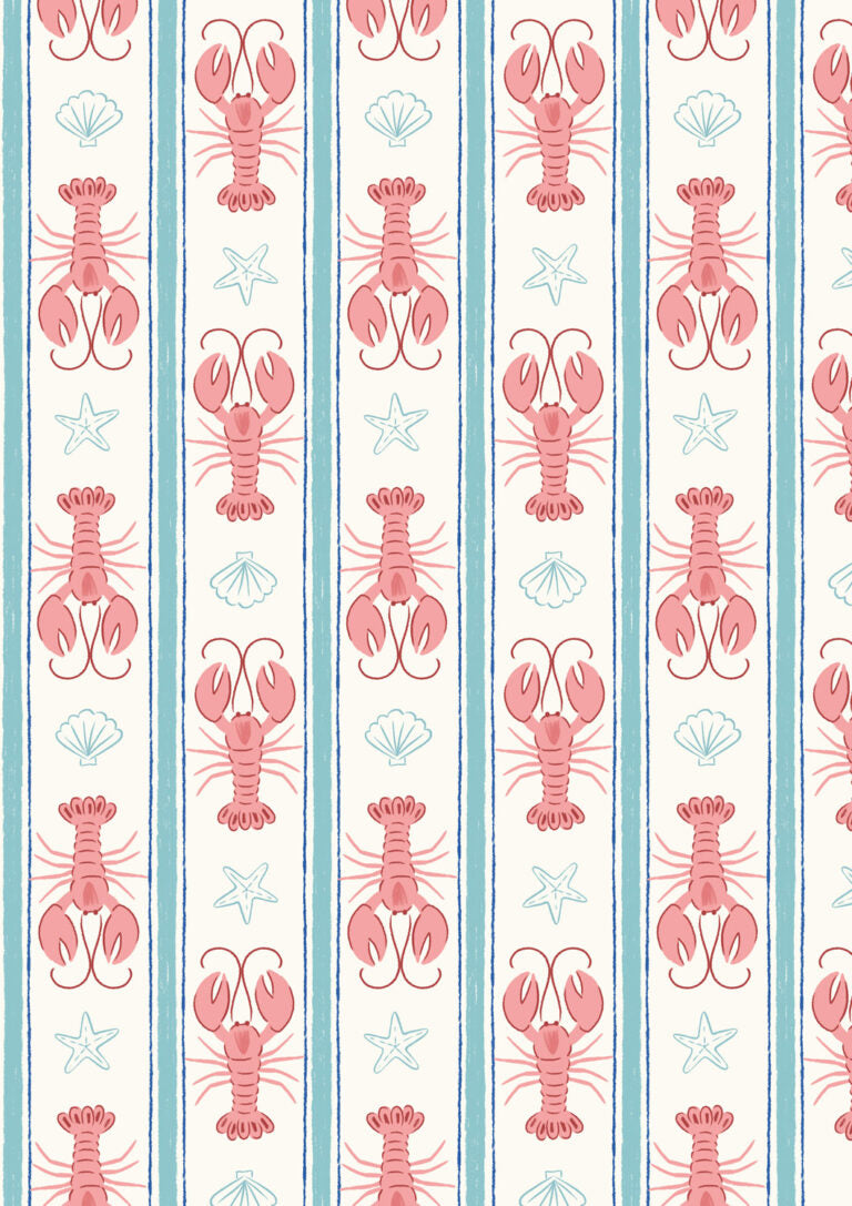 Seas the Day - Lobster stripe - Fabric Collection by Lewis & Irene by Length & Fat Quarter