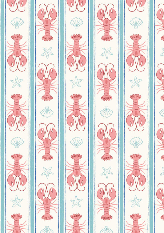 Seas the Day - Lobster stripe - Fabric Collection by Lewis & Irene by Length & Fat Quarter