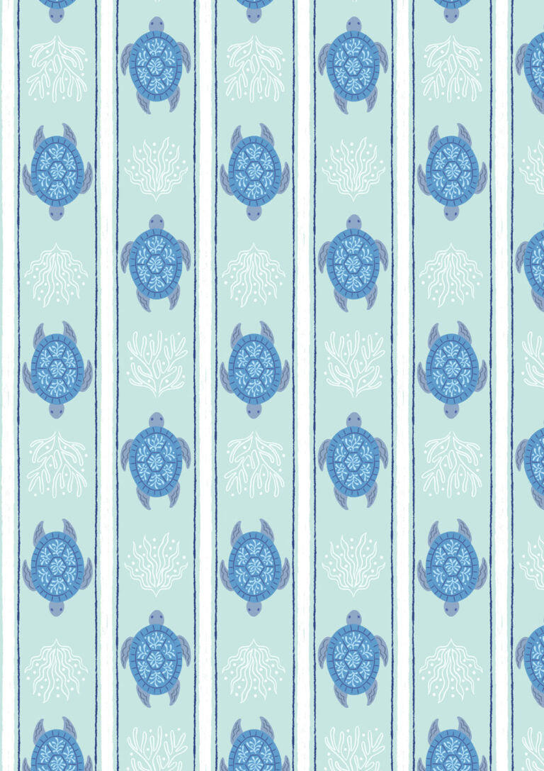 Seas the Day - Turtle stripe - Fabric Collection by Lewis & Irene by Length & Fat Quarter