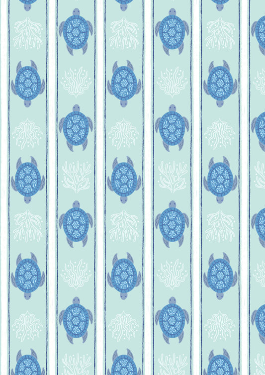 Seas the Day - Turtle stripe - Fabric Collection by Lewis & Irene by Length & Fat Quarter