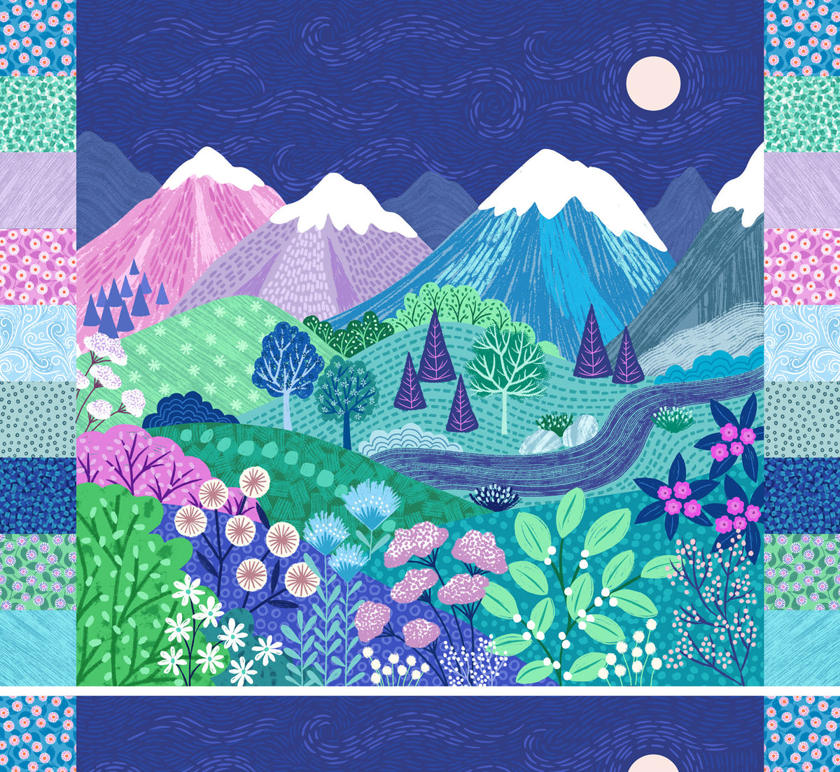 PRE-ORDER Creative Landscapes - Mountains and Shores fabric by Lewis & Irene