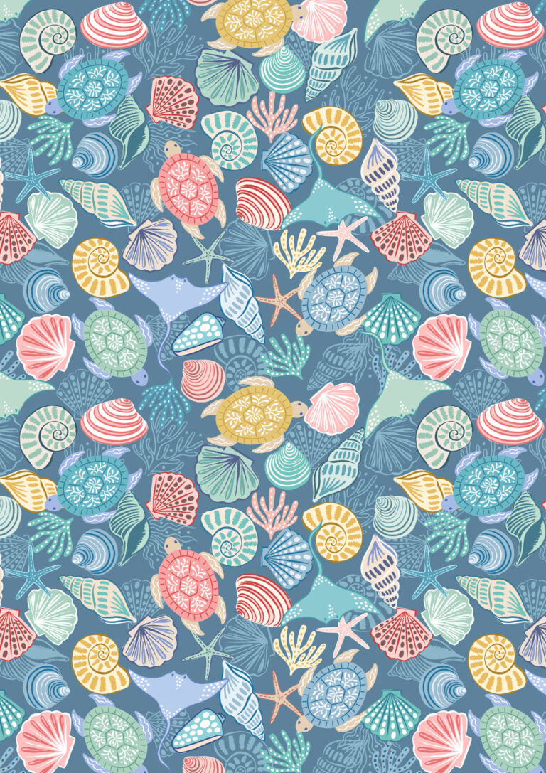 Seas the Day - Rays and turtles - Fabric Collection by Lewis & Irene by Length & Fat Quarter