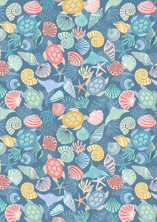 Seas the Day - Rays and turtles - Fabric Collection by Lewis & Irene by Length & Fat Quarter