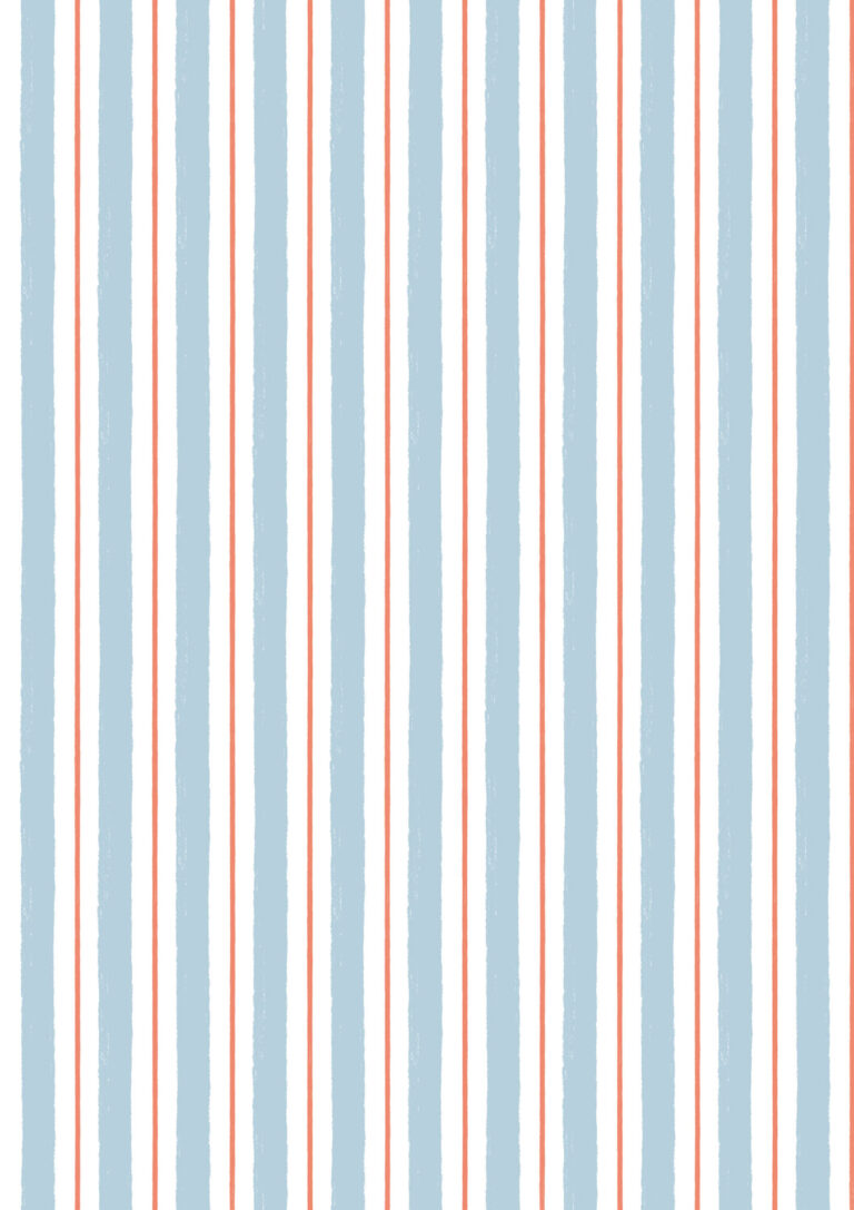Seas the Day - Seas the Day stripe blue and coral  - Fabric Collection by Lewis & Irene by Length & Fat Quarter