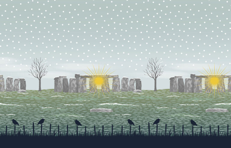 Stonehenge double edge border (with gold metallic) Fabric Collection by Lewis & Irene