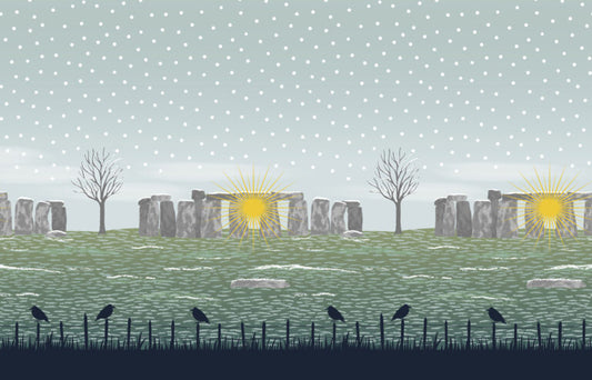 Stonehenge double edge border (with gold metallic) Fabric Collection by Lewis & Irene