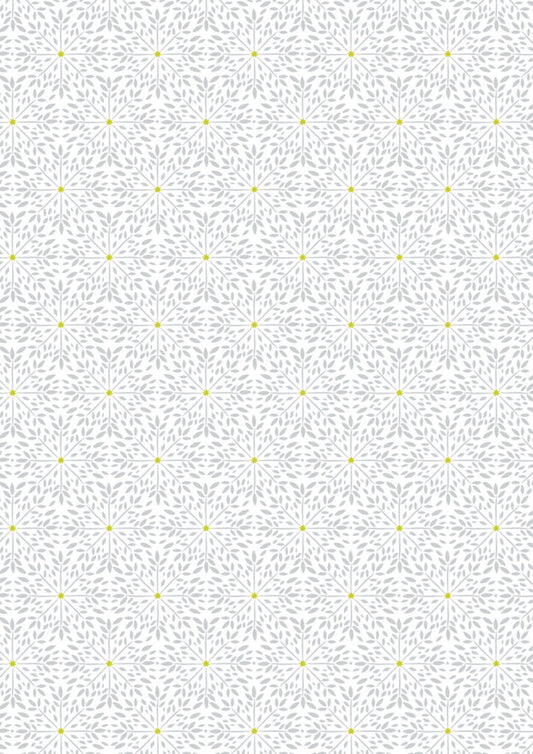 Winter star grey on white (with gold metallic) Fabric Collection by Lewis & Irene