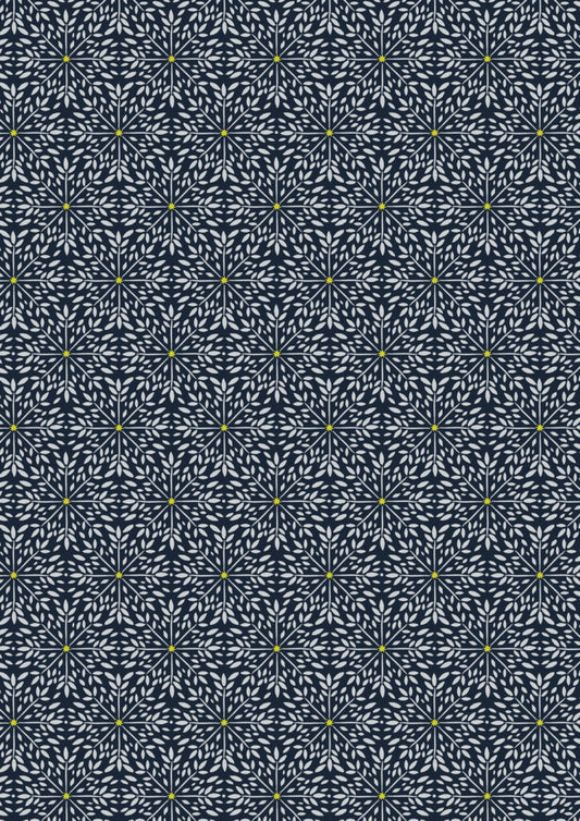 Winter star on midnight blue (with gold metallic) - Winter Solstice Fabric Collection by Lewis & Irene
