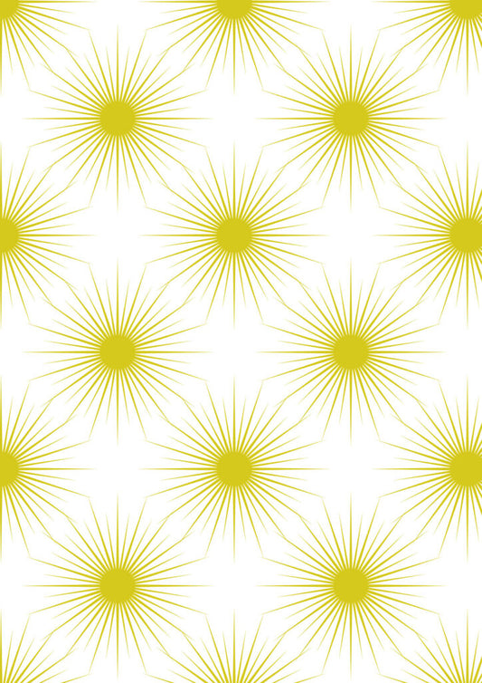 Solstice sun on white (with gold metallic) Fabric Collection by Lewis & Irene