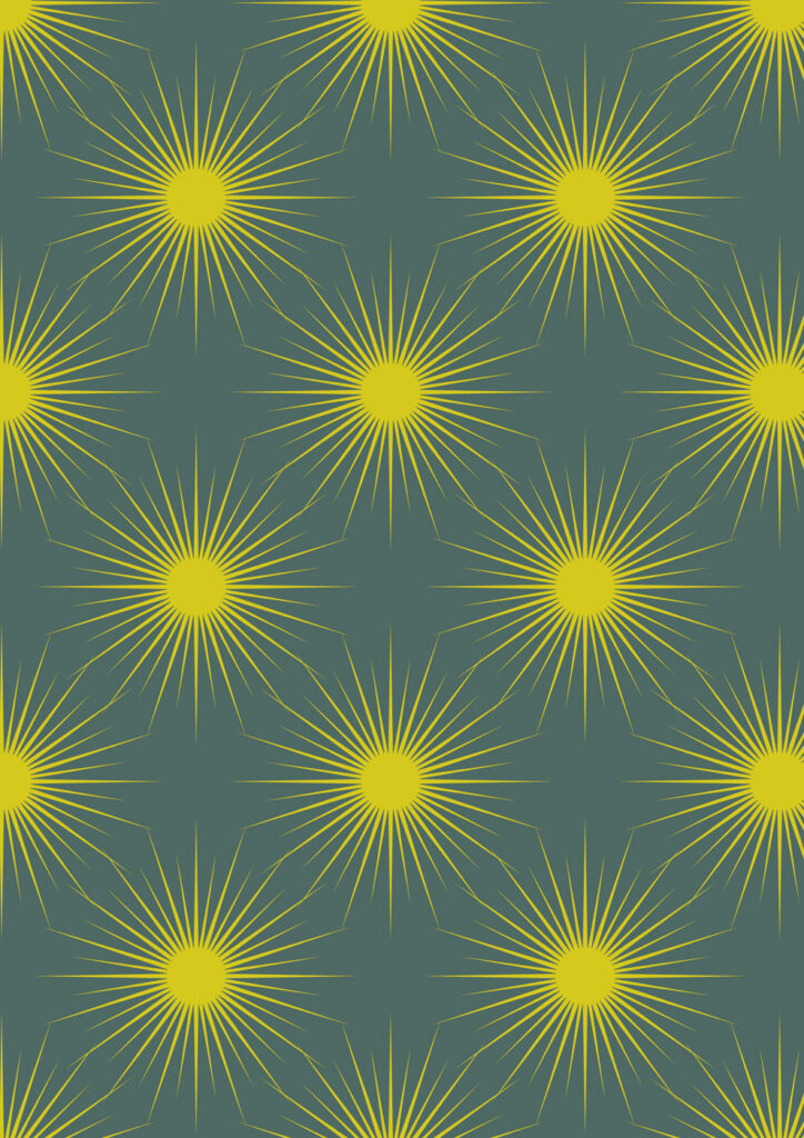 Solstice sun on teal (with gold metallic) Fabric Collection by Lewis & Irene