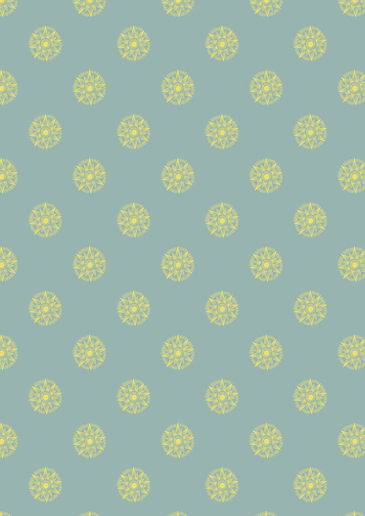 Small solstice shining star on verdigris (with gold metallic) Fabric Collection by Lewis & Irene