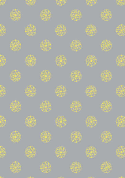 Small solstice shining star on grey (with gold metallic) Fabric Collection by Lewis & Irene