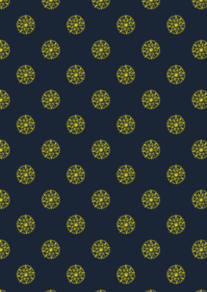 Small solstice shining star on midnight blue (with gold metallic) Fabric Collection by Lewis & Irene
