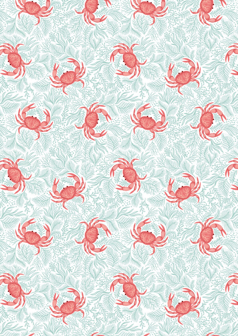 Seas the Day - Crabs on seaweed  - Fabric Collection by Lewis & Irene by Length & Fat Quarter
