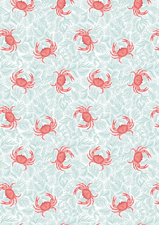 Seas the Day - Crabs on seaweed  - Fabric Collection by Lewis & Irene by Length & Fat Quarter