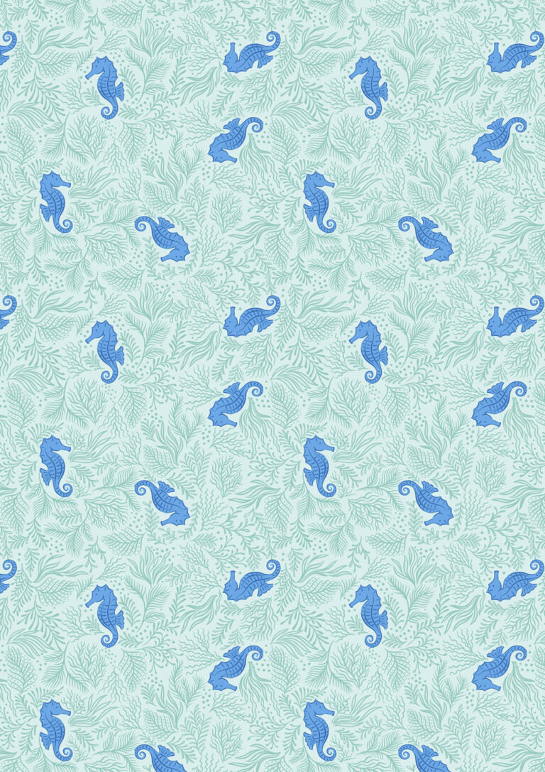 Seas the Day - Seahorses on seaweed  - Fabric Collection by Lewis & Irene by Length & Fat Quarter