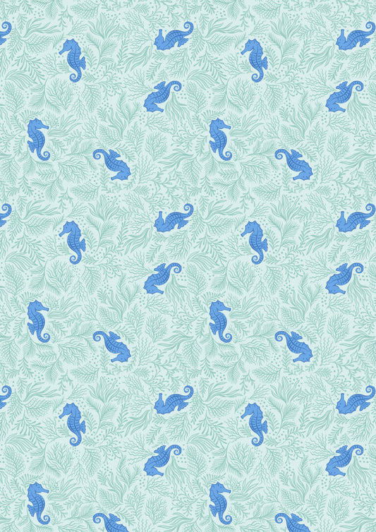 Seas the Day - Seahorses on seaweed  - Fabric Collection by Lewis & Irene by Length & Fat Quarter