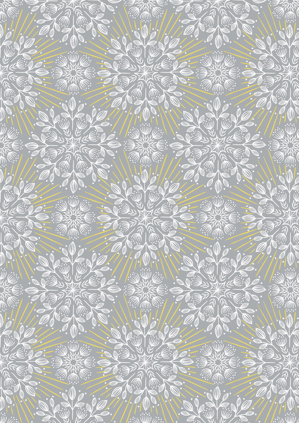 Winter solstice flowers on grey (with gold metallic) Fabric Collection by Lewis & Irene