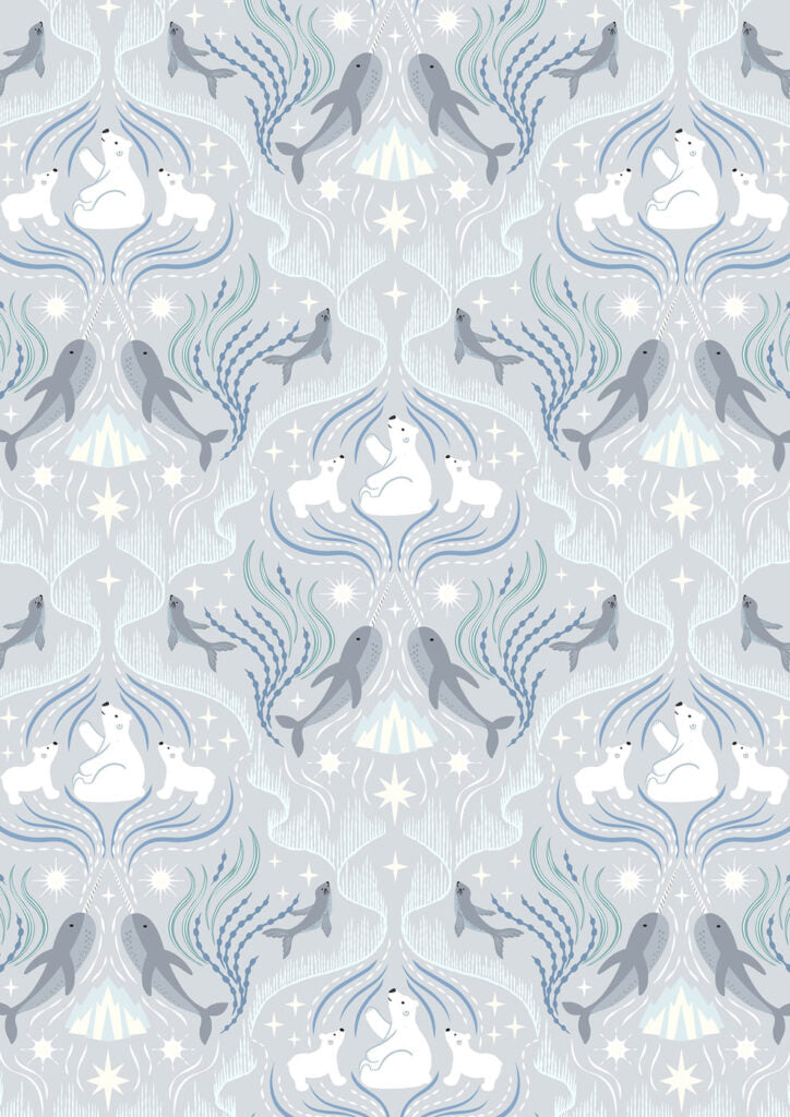 Where the sky dances on silver ice (with pearl) Collection by Lewis & Irene