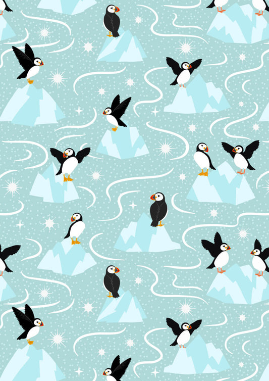 Puffin on icy blue (with pearl) Collection by Lewis & Irene