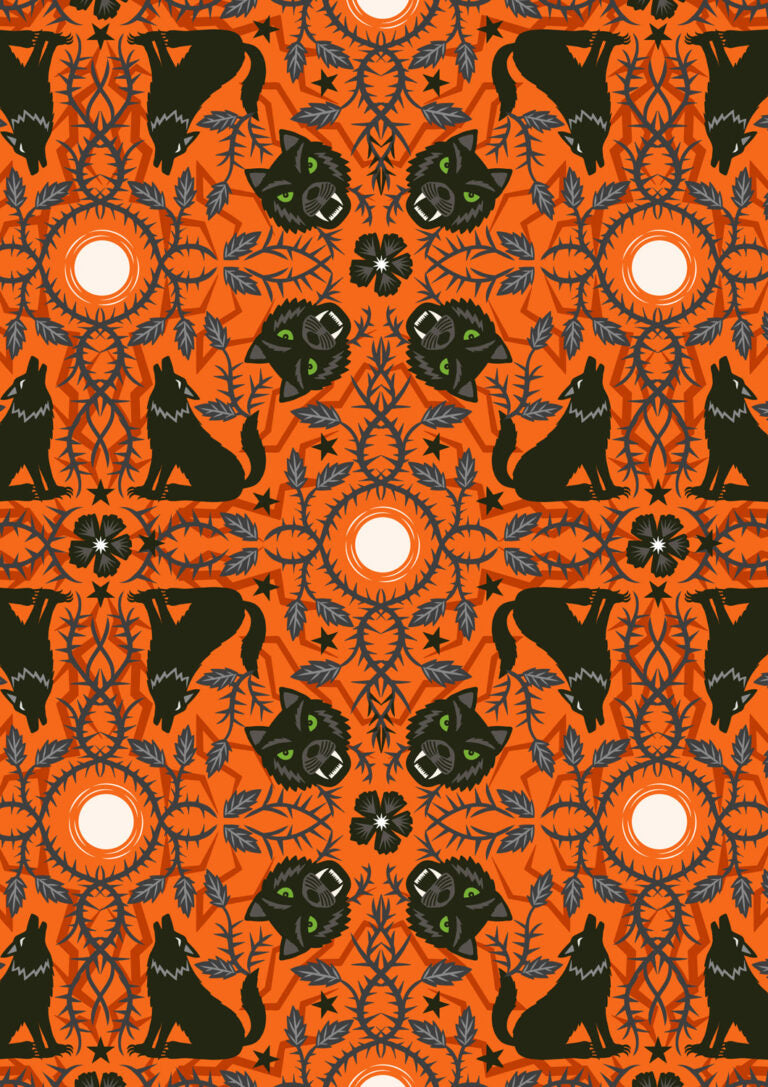 Beware the werewolves (glow in the dark) - Transylvania Glow fabric collection by Lewis & Irene