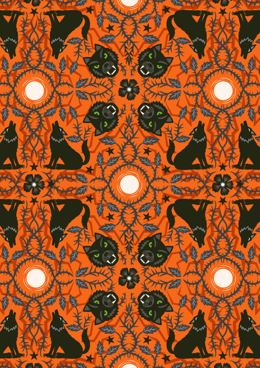 Beware the werewolves (glow in the dark) - Transylvania Glow fabric collection by Lewis & Irene