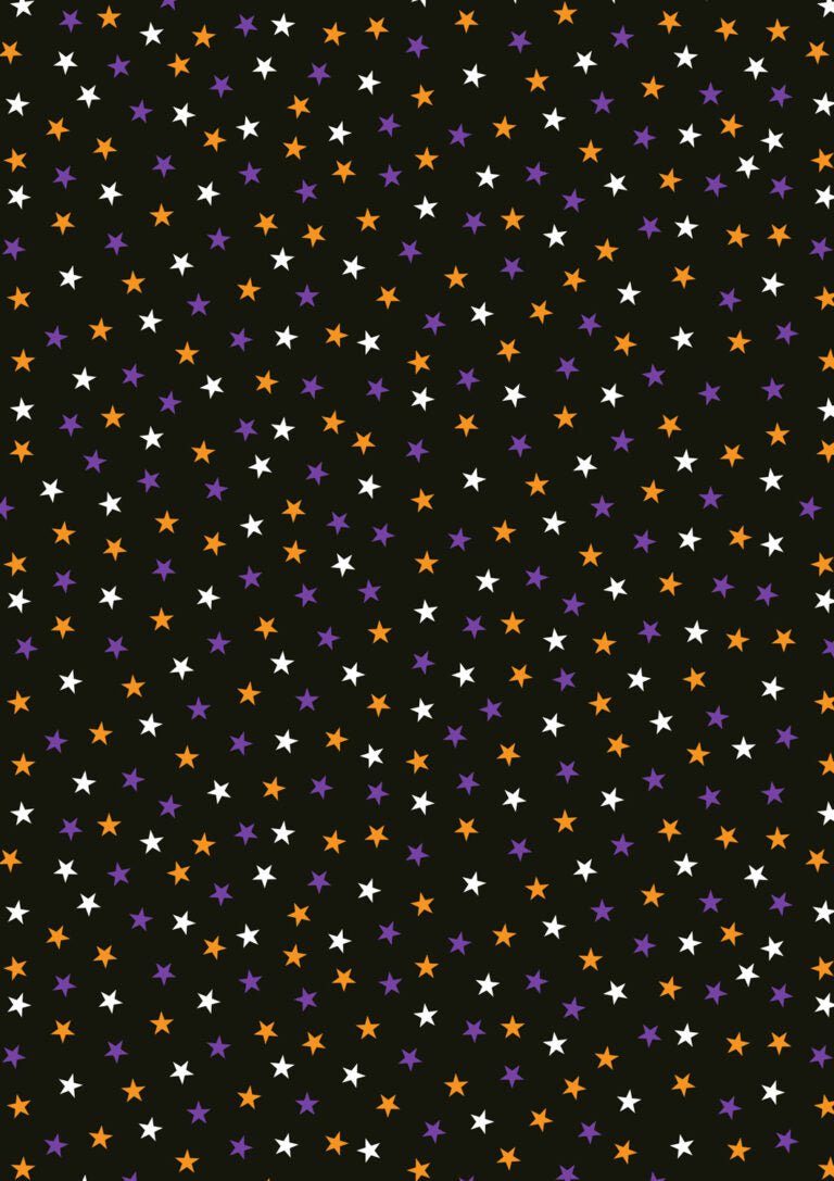 Stars on black (glow in the dark) - Transylvania Glow fabric collection by Lewis & Irene