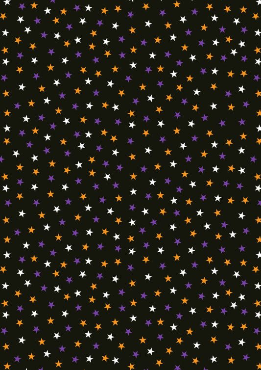 Stars on black (glow in the dark) - Transylvania Glow fabric collection by Lewis & Irene