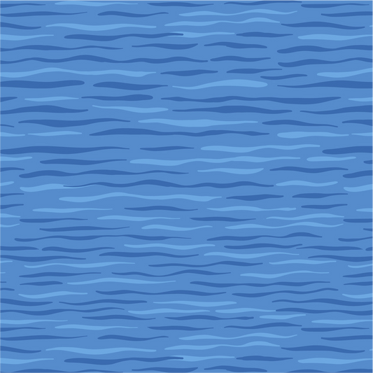 Mid Blue Waves Fabrics - Puffin Rock Collection by Lewis & Irene - Available Now