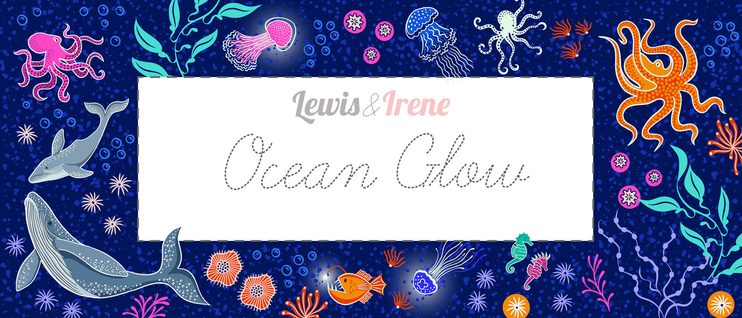 Dolphins on Pink - Glow in the dark. Ocean Glow collection by Lewis & Irene - by the length & Fat Quarter