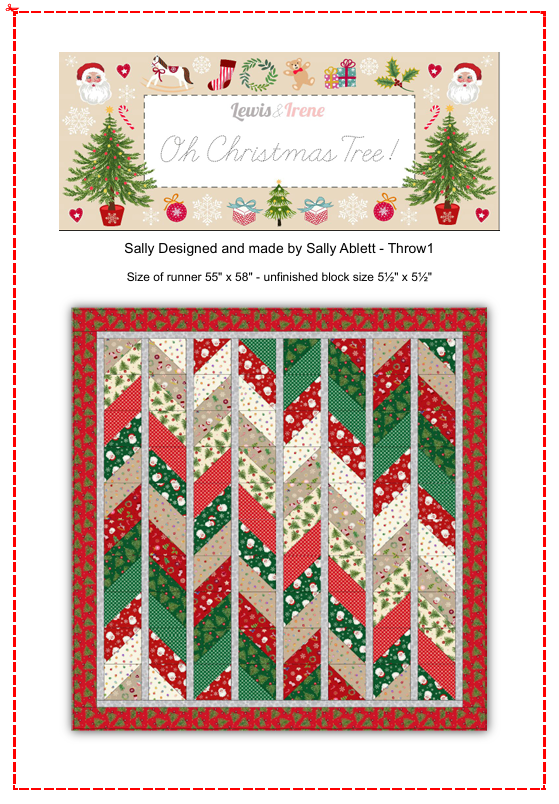 Oh Christmas Tree Quilt Throw Kit 1 designed by Sally Ablett for Lewis & Irene. Size 55" x 58"
