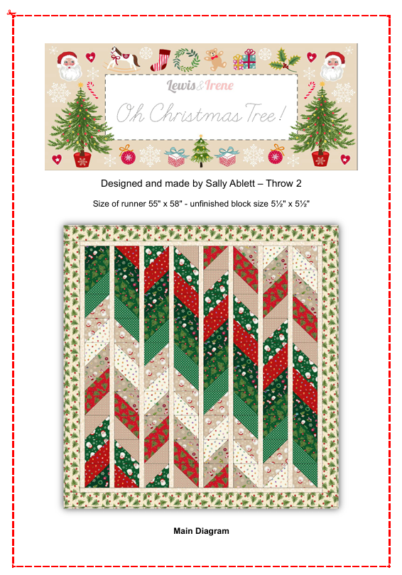 Oh Christmas Tree Quilt Throw Kit 2 designed by Sally Ablett for Lewis & Irene. Size 55" x 58"