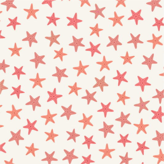 Orange starfish on cream - Puffin Rock Collection by Lewis & Irene - Available Now