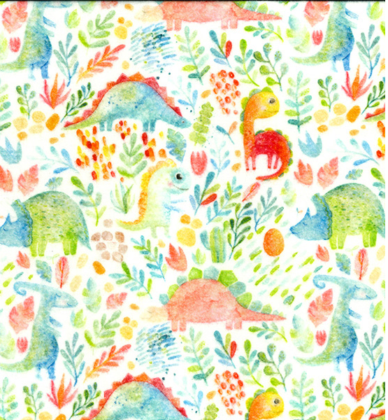 Colourful Dino - Brushed Cotton - Digital Prints by John Louden - Rose & Hubble